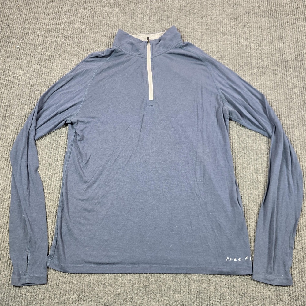 Free Fly Bamboo Jacket Womens Medium Blue 1/4 Zip Lightweight Pullover Running